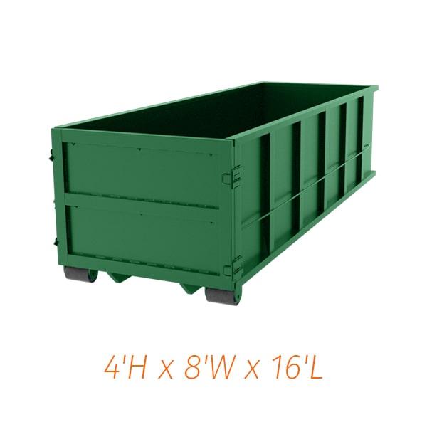 15 yard dumpsters have weight restrictions which vary by rental company and location